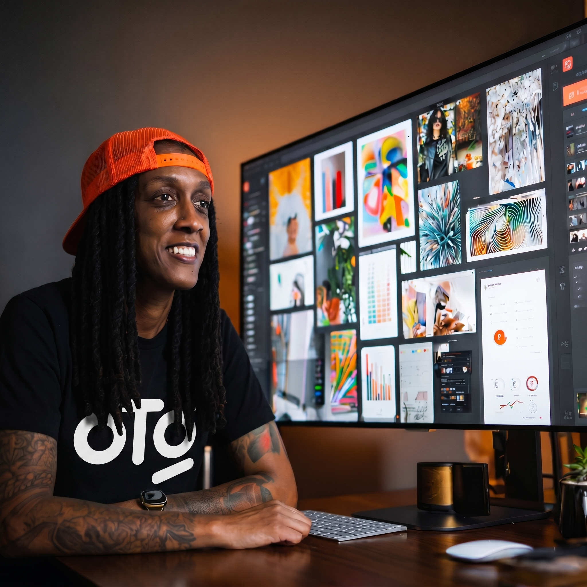 OneTechGirl working in her studio